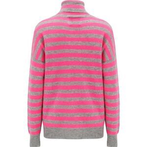 JUMPER 1234 Stripe Roll Collar Jumper - Grey/Pink - Size 1